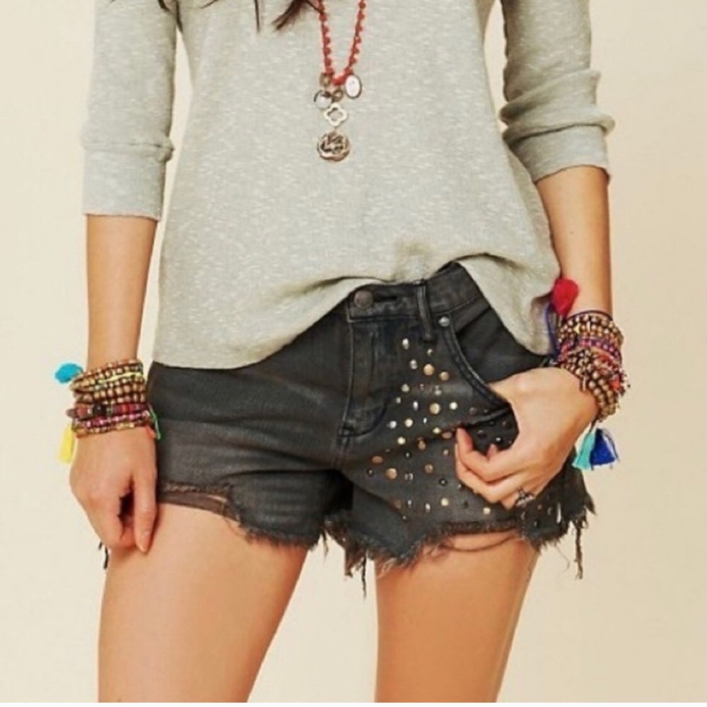Free People Studded Jean Shorts